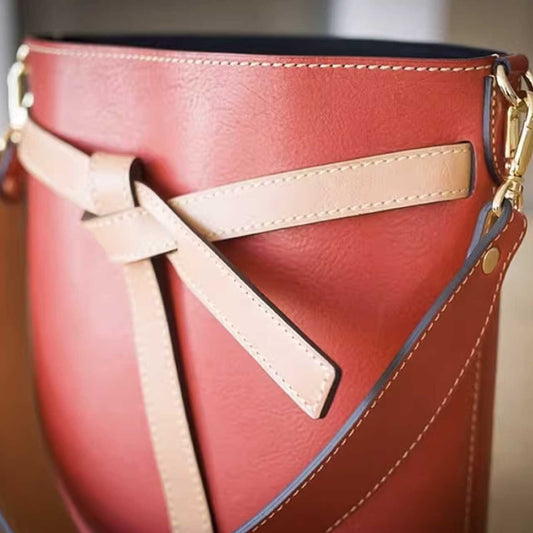Leather Sewing Bag Pattern: Leather Bucket Bag (DIY PDF Pattern) DWIPDFZS021