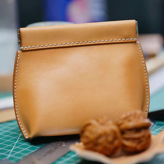 Leather Sewing Pattern: Metal frame coin purse (DIY PDF Pattern) DWIPDFY01