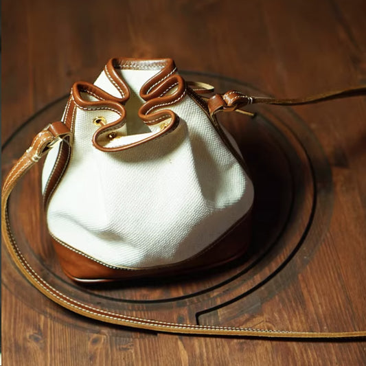 Leather Sewing Bag Pattern: Mini Drawstring Bucket Bag  (DIY PDF Pattern) DWIPDFZS029
