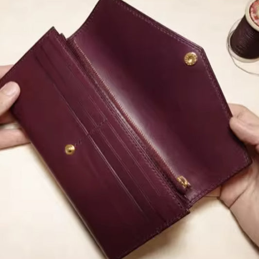 Leather Sewing Small Accessories: Woman Long Wallet (DIY PDF Pattern) DWIPDFZS017