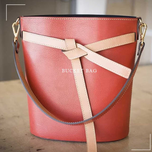 Leather Sewing Bag Pattern: Leather Bucket Bag  (DIY PDF Pattern) DWIPDFZS021