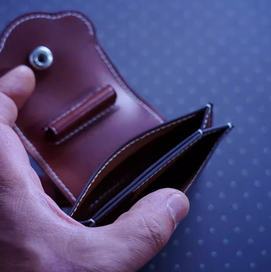 Leather Sewing Wallet Pattern: Fired Egg Cardholder (DIY PDF Pattern) DWIPDFZS240