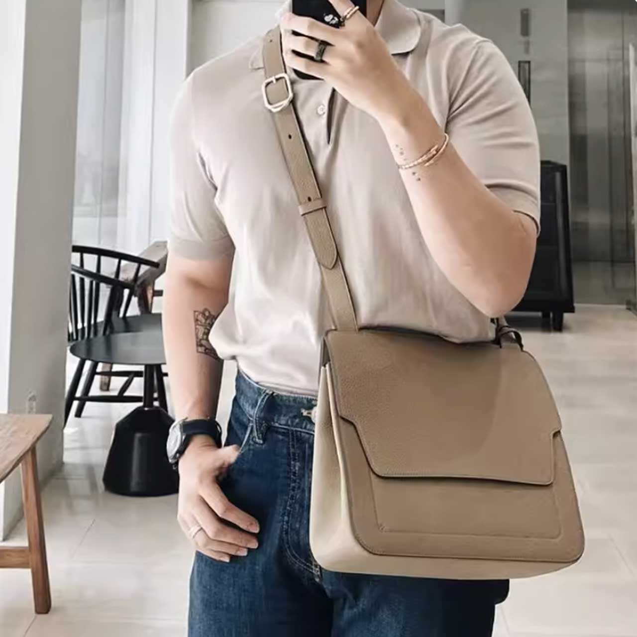 Leather Sewing Bag Pattern: Selle Inspired Messenger Bag  (DIY PDF Pattern) DWIPDFZSZ18