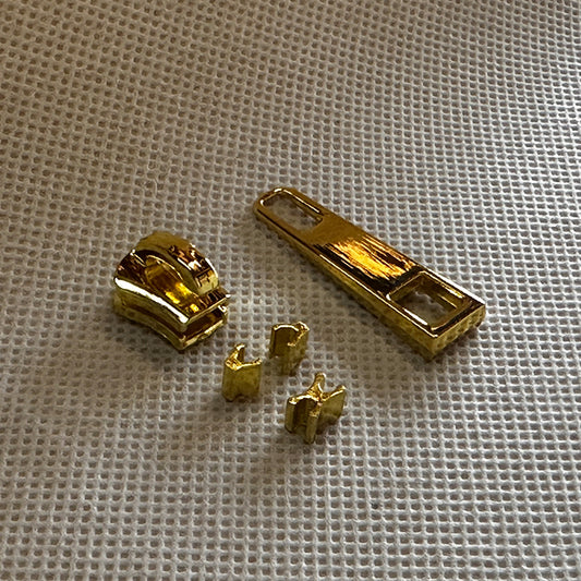 Leather Bag Hardware: Brass Metal Zipper Slider Stop Set, Sizes 3, 5